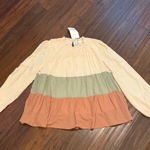 &merci brand ruffle  Multicolor Long Sleeve Blouse size L